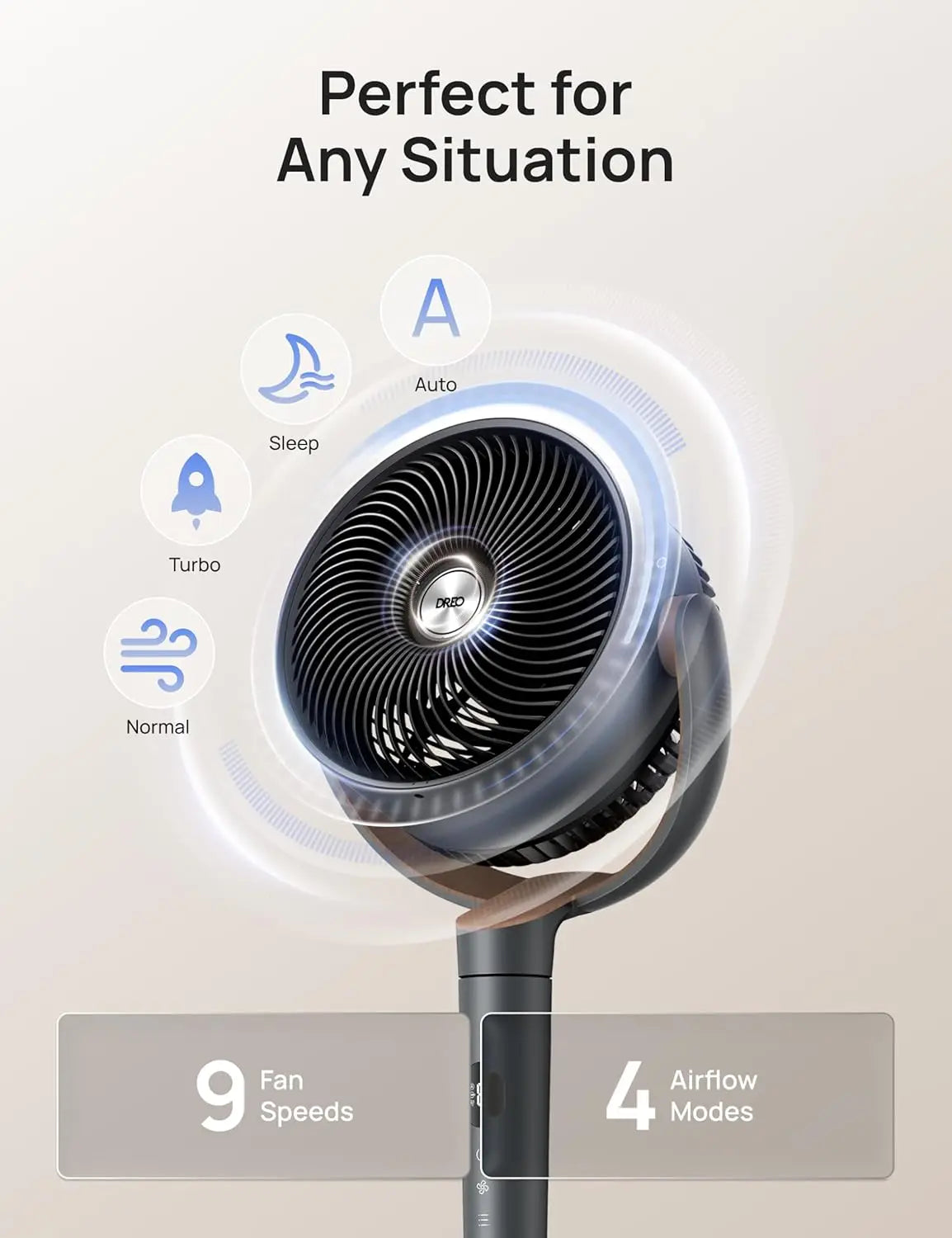 Versatile Oscillating Standing Fan with 9 Speeds & 120° Coverage | Ultra-Quiet DC Motor for Comfortable Airflow 3
