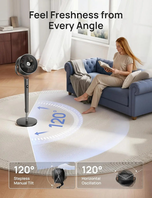 Versatile Oscillating Standing Fan with 9 Speeds & 120° Coverage | Ultra-Quiet DC Motor for Comfortable Airflow 4