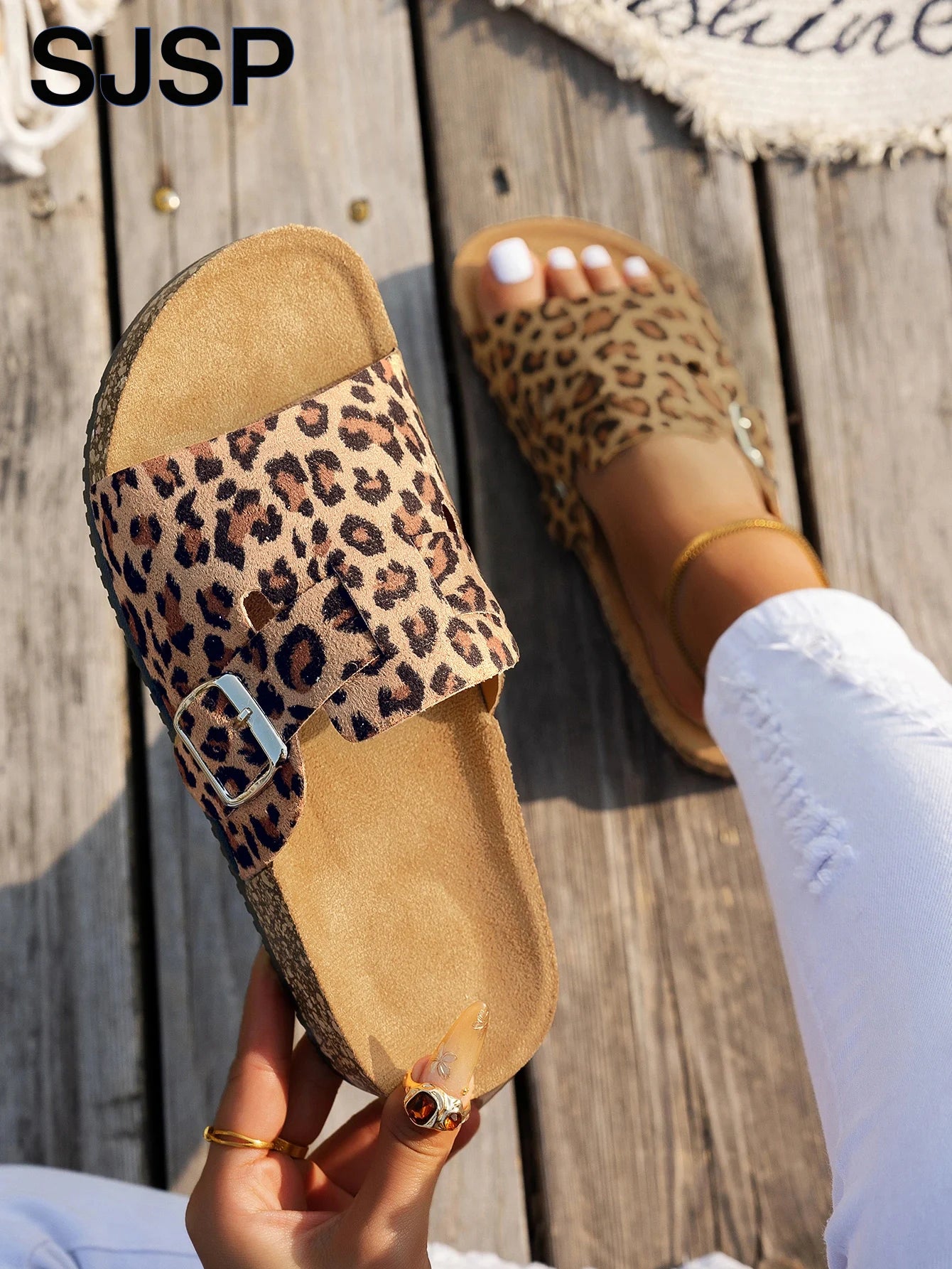 Versatile Women's Sandals | Open-Toe Design with Adjustable Buckle Straps | Comfortable Cork Sole for Outdoor Relaxation 3