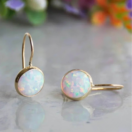 Vintage-Inspired Gold Earrings Featuring Opal Highlights 0