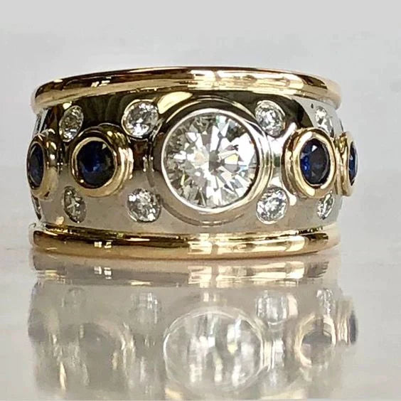 Vintage Gold-Accented Zirconia Ring 0