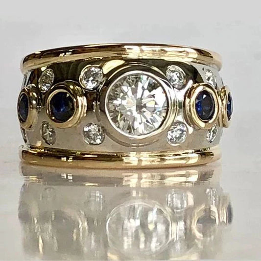 Vintage Gold-Accented Zirconia Ring 0
