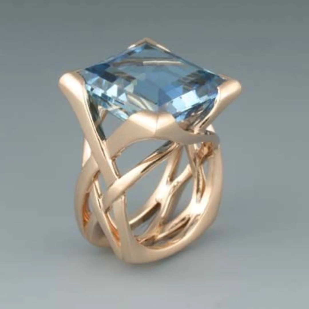 Vintage Gold Ring with Blue Zircon Accent 0