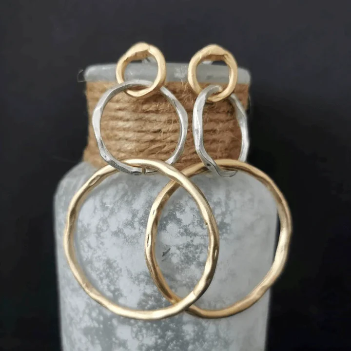 Vintage Gold and Silver Hoop Earrings 0