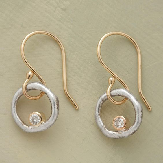 Vintage Gold and Silver Zirconia Earrings 0