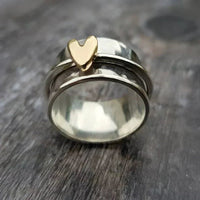 Vintage Heart-Shaped Silver Drop Ring 0