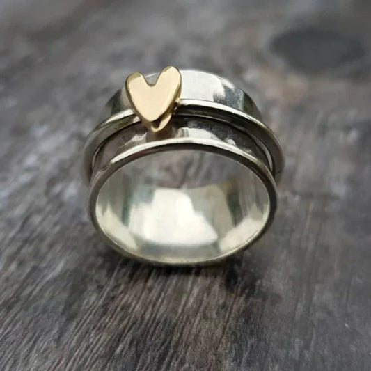 Vintage Heart-Shaped Silver Drop Ring 0