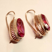 Vintage Rose Earrings with Pink Gemstone 0