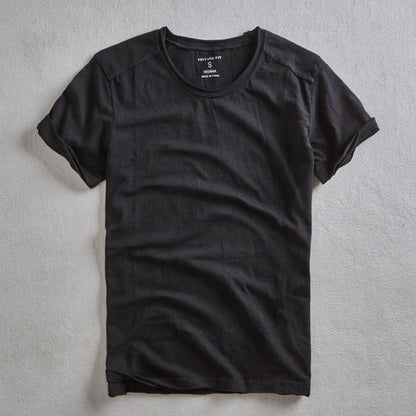 Vintage Wash Organic T-Shirt with Crew Neck and Short Sleeves 0