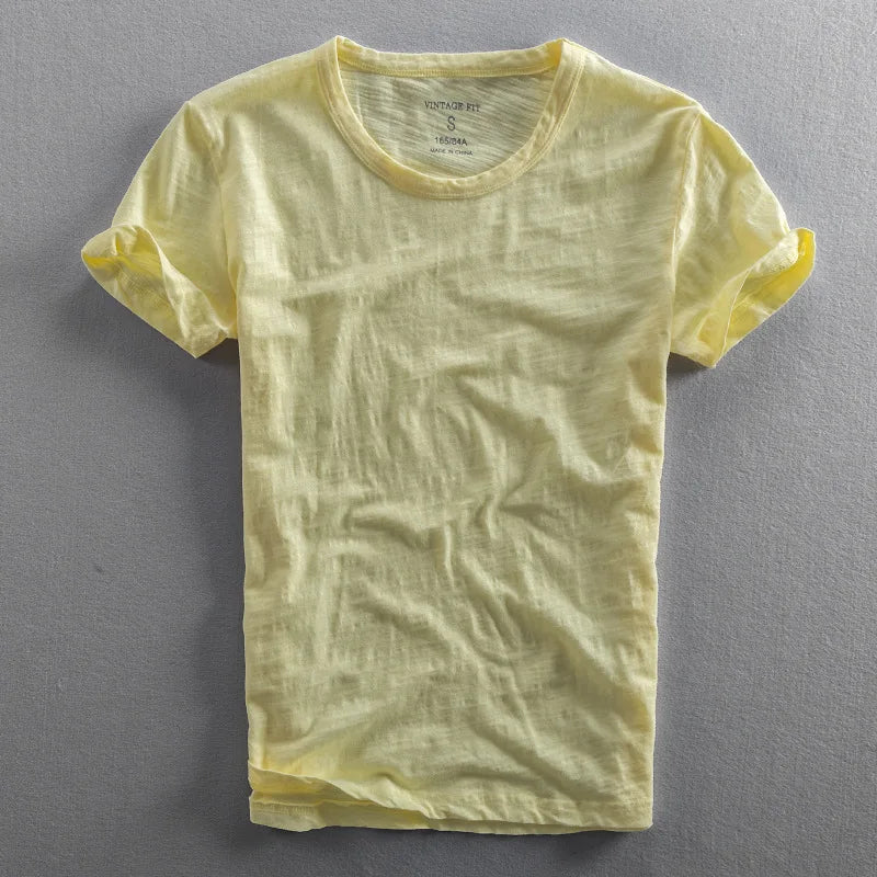 Vintage Wash Organic T-Shirt with Crew Neck and Short Sleeves 4