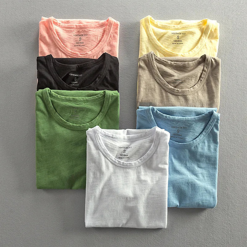 Vintage Wash Organic T-Shirt with Crew Neck and Short Sleeves 6