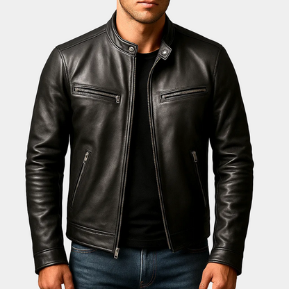 Vintage jacket with stand collar and zip pockets 0