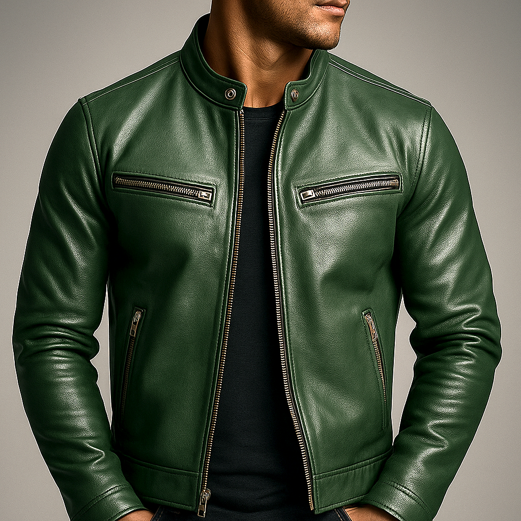 Vintage jacket with stand collar and zip pockets 1