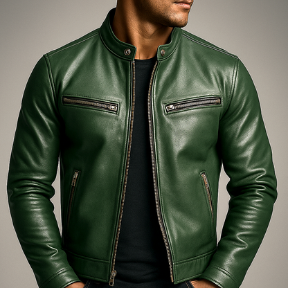 Vintage jacket with stand collar and zip pockets 1