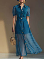 Viola | Button Front V-Neck Maxi Dress 0
