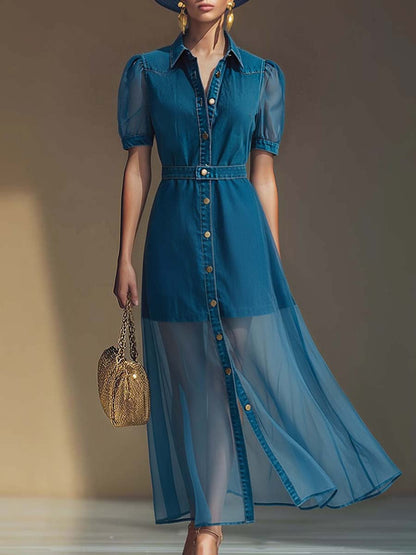 Viola | Button Front V-Neck Maxi Dress 0