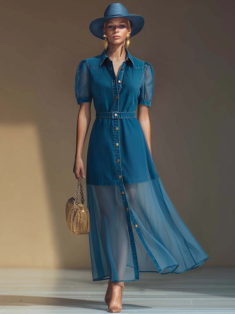 Viola | Button Front V-Neck Maxi Dress 1