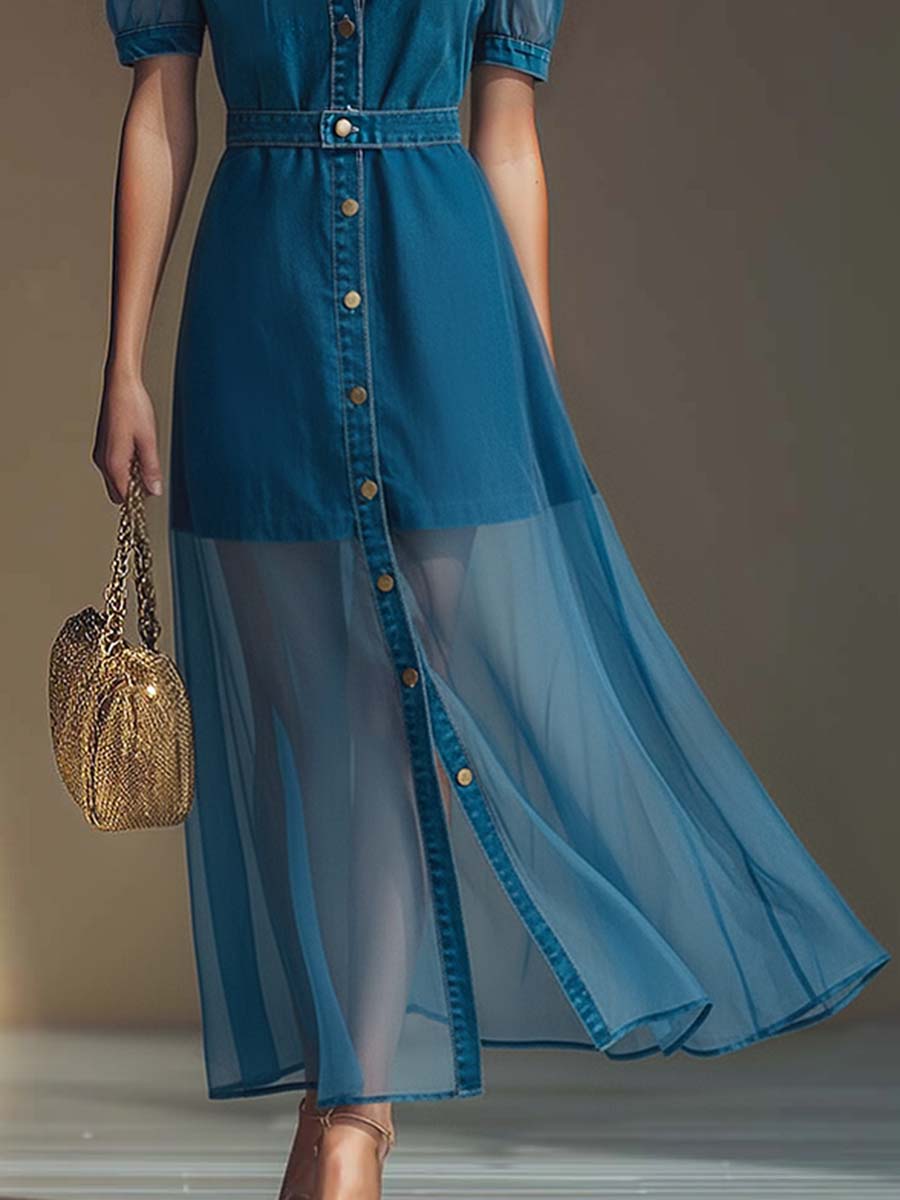 Viola | Button Front V-Neck Maxi Dress 3