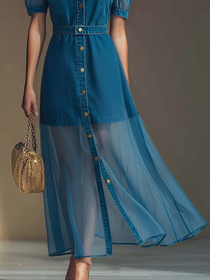 Viola | Button Front V-Neck Maxi Dress 3