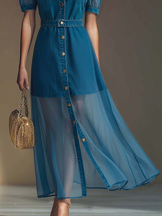 Viola | Button Front V-Neck Maxi Dress 3