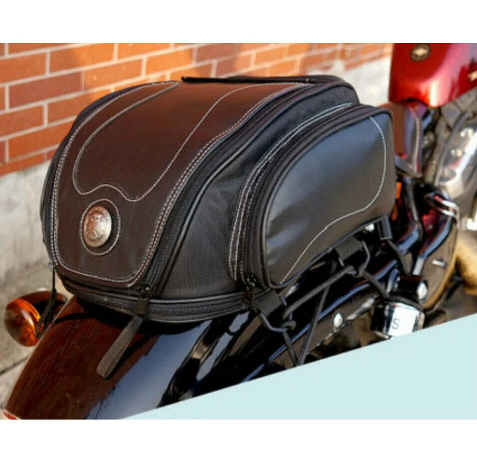 Water-Resistant Motorcycle Tail Bag with Expandable Storage 2