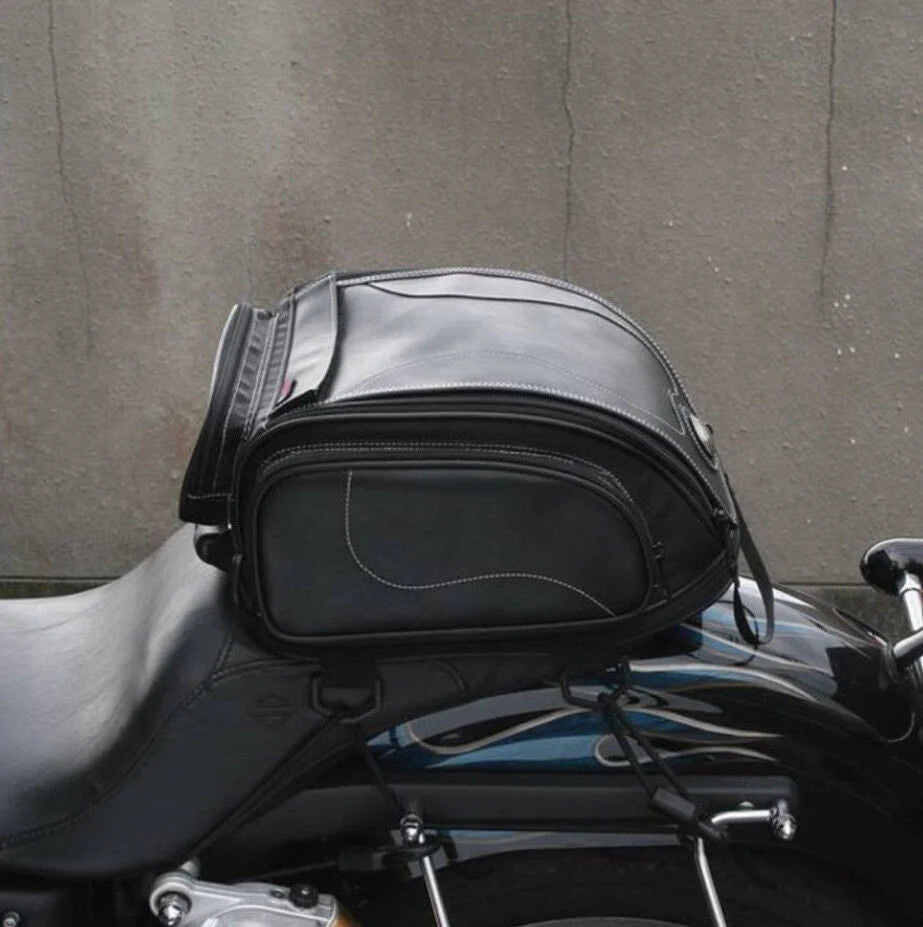 Water-Resistant Motorcycle Tail Bag with Expandable Storage 3