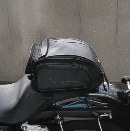 Water-Resistant Motorcycle Tail Bag with Expandable Storage 3