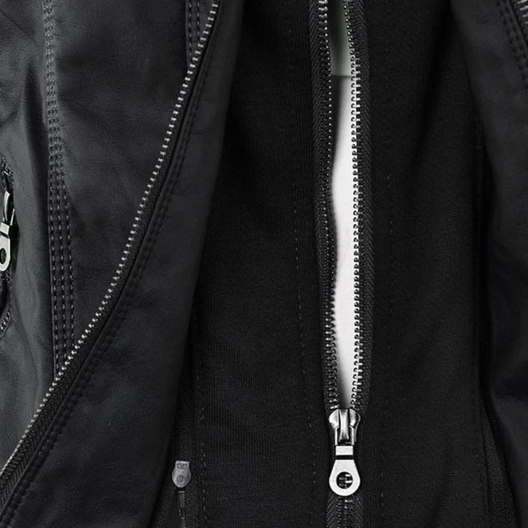 Weatherproof women's faux leather jacket with hood 4