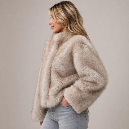 Willa Plush Faux Fur Jacket | Cropped, Layering-Friendly Womens Coat 0
