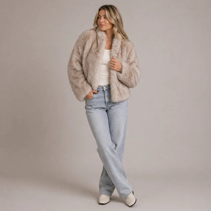 Willa Plush Faux Fur Jacket | Cropped, Layering-Friendly Womens Coat 1