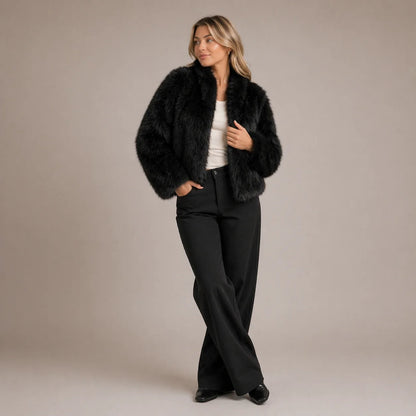 Willa Plush Faux Fur Jacket | Cropped, Layering-Friendly Womens Coat 2