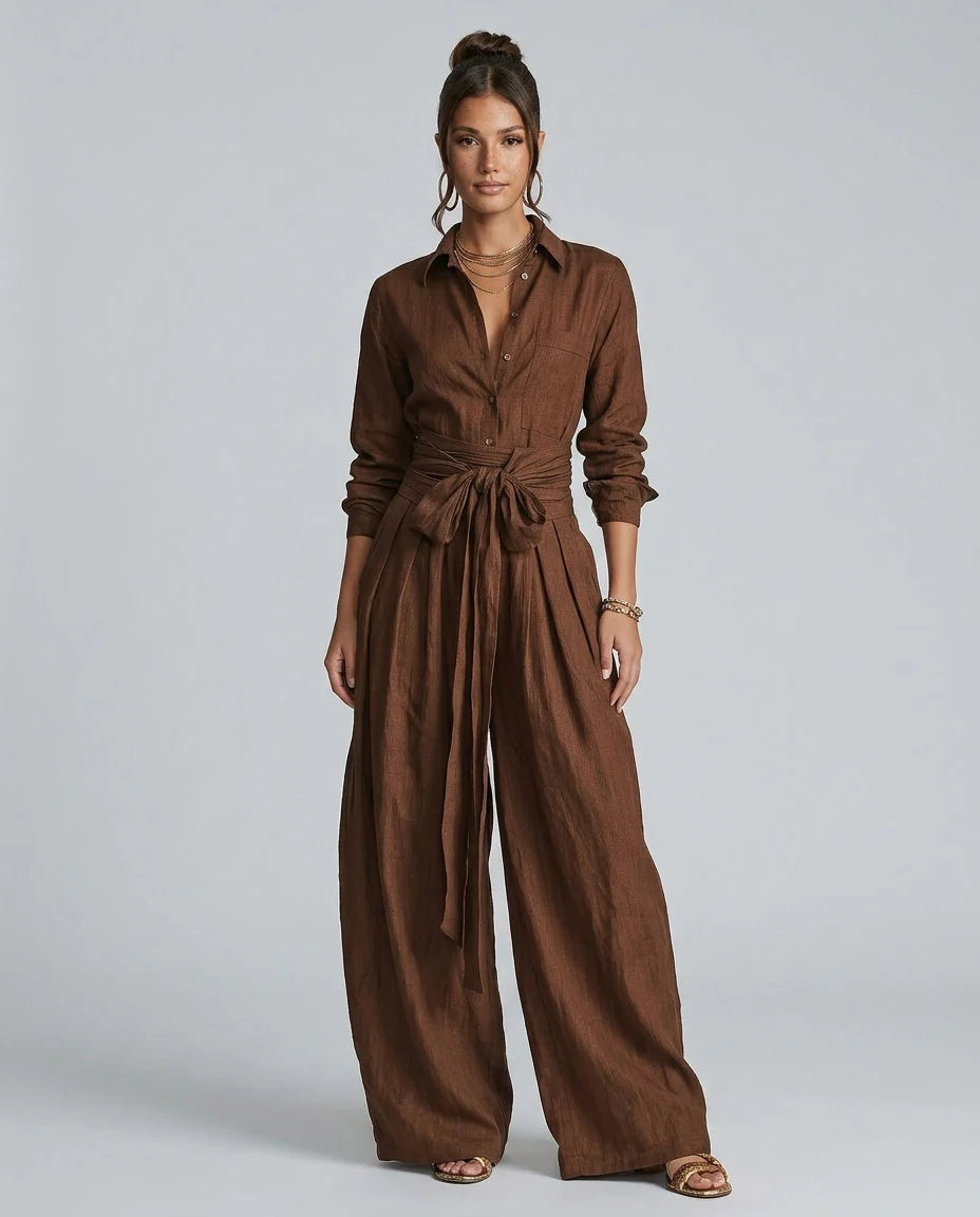 Willa Wide Leg Jumpsuit | Cotton-Linen, Elegant Relaxed Fit for Women 0