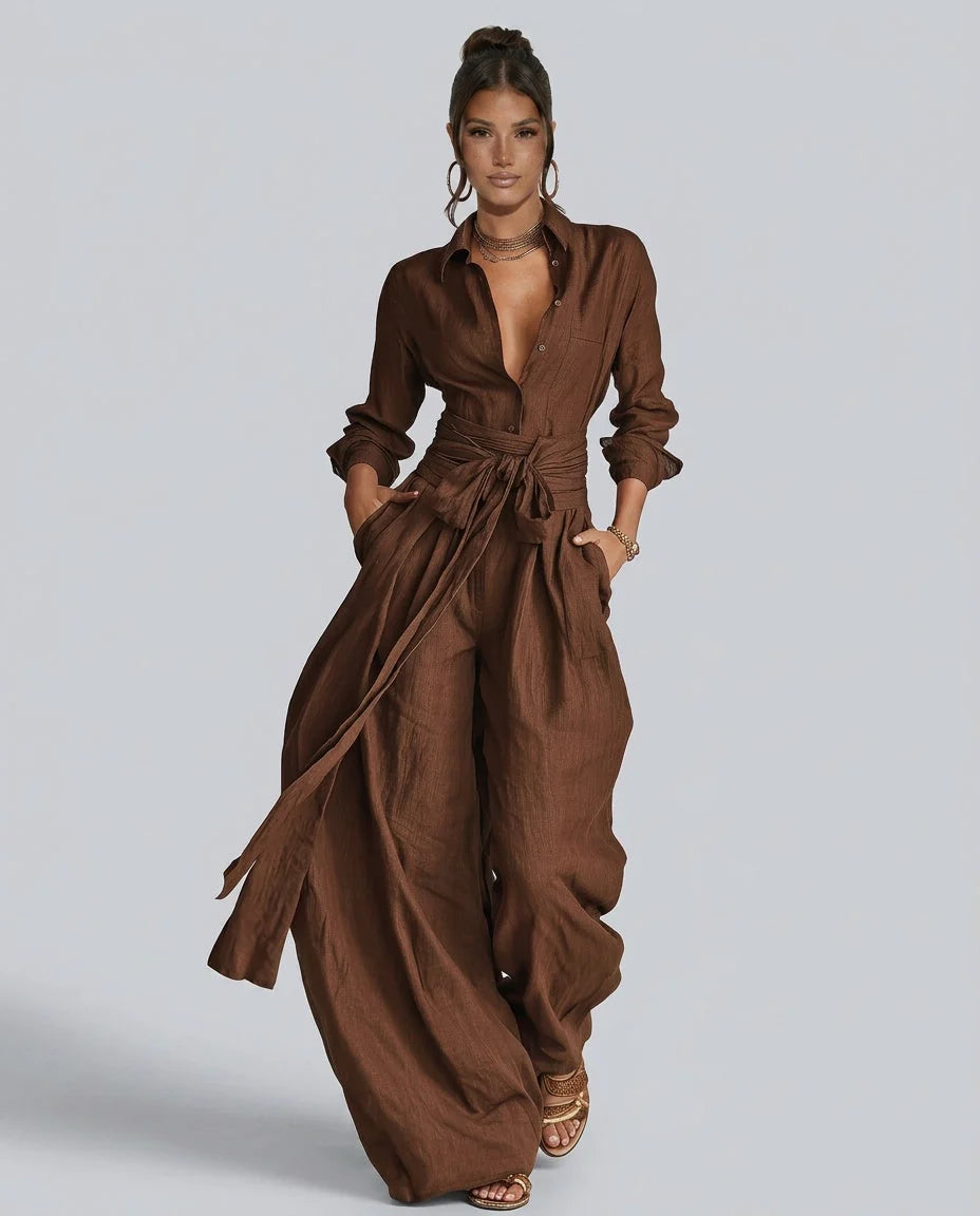 Willa Wide Leg Jumpsuit | Cotton-Linen, Elegant Relaxed Fit for Women 3