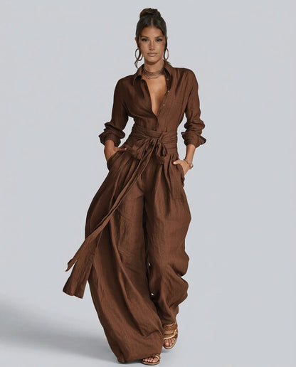 Willa Wide Leg Jumpsuit | Cotton-Linen, Elegant Relaxed Fit for Women 3