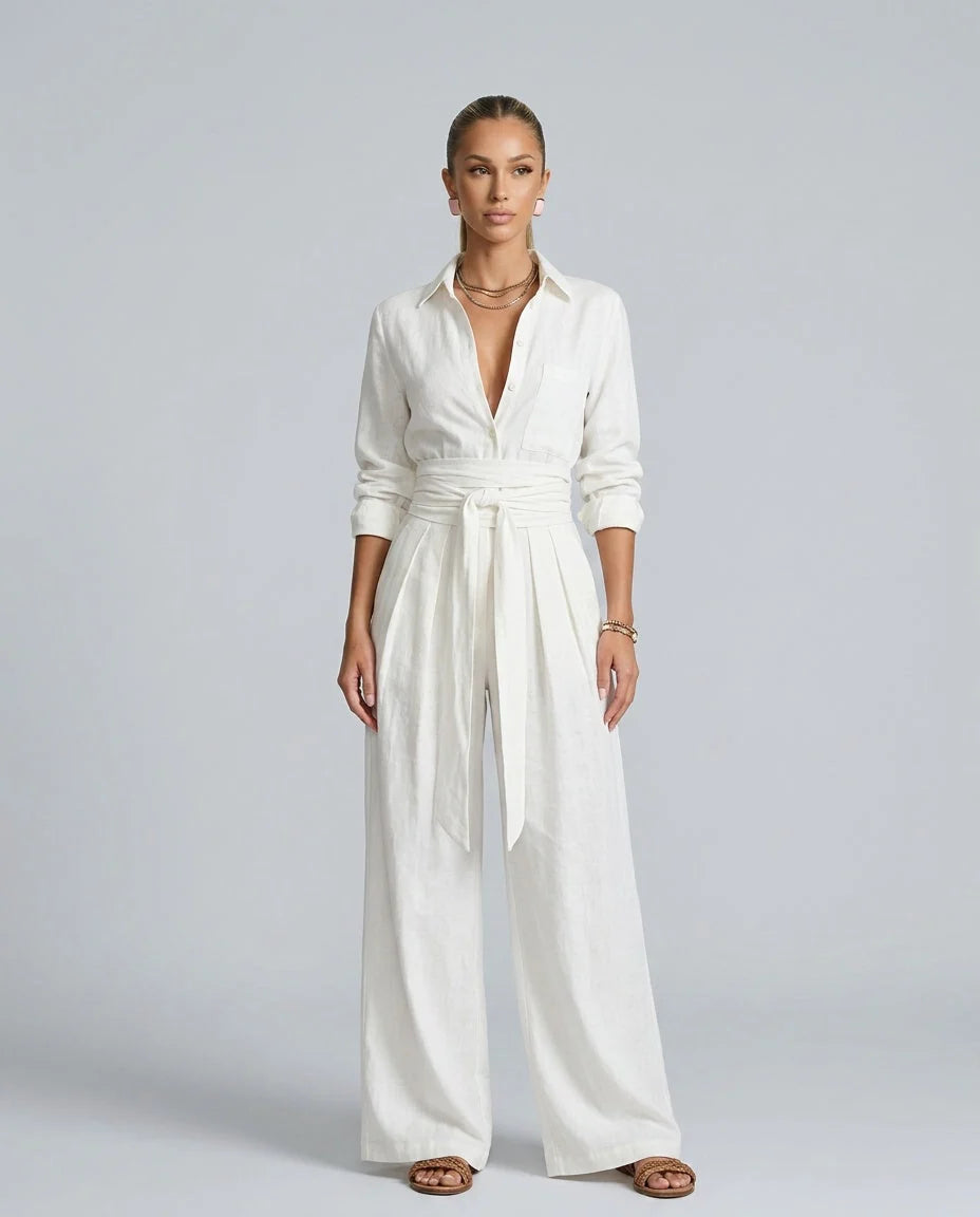 Willa Wide Leg Jumpsuit | Cotton-Linen, Elegant Relaxed Fit for Women 8