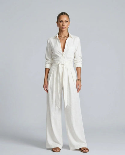 Willa Wide Leg Jumpsuit | Cotton-Linen, Elegant Relaxed Fit for Women 8