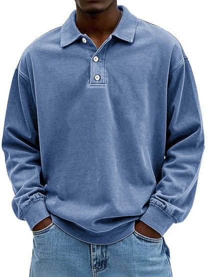 William | Men’s Vintage Style Long Sleeve Polo Shirt 0