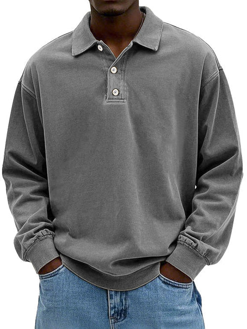 William | Men’s Vintage Style Long Sleeve Polo Shirt 1