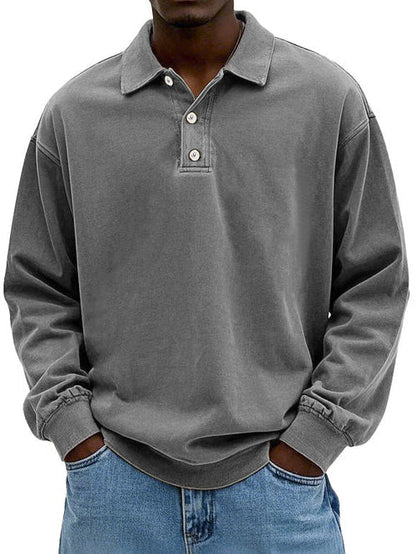 William | Men’s Vintage Style Long Sleeve Polo Shirt 1