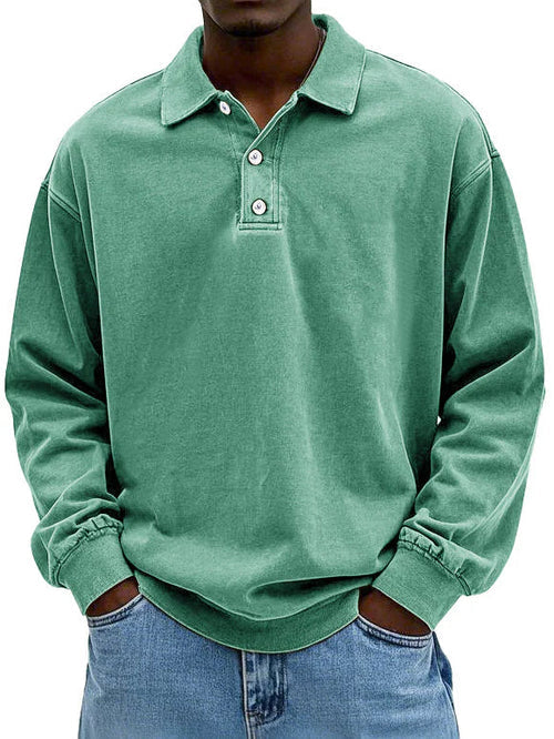 William | Men’s Vintage Style Long Sleeve Polo Shirt 2