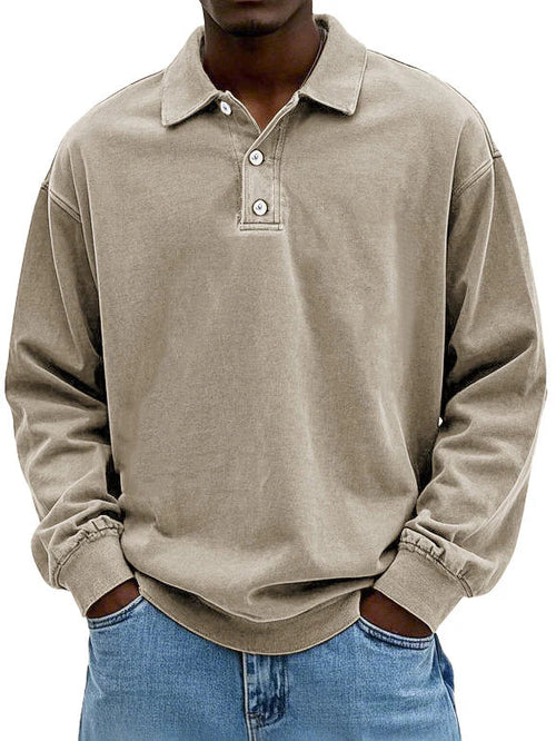 William | Men’s Vintage Style Long Sleeve Polo Shirt 3