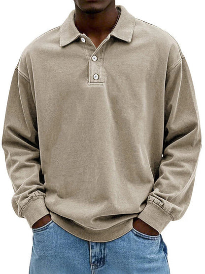 William | Men’s Vintage Style Long Sleeve Polo Shirt 3