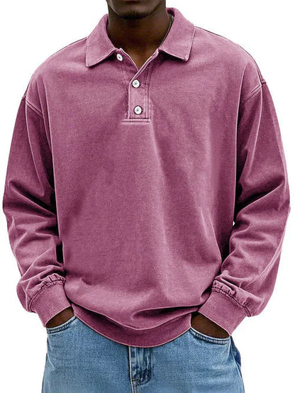 William | Men’s Vintage Style Long Sleeve Polo Shirt 4