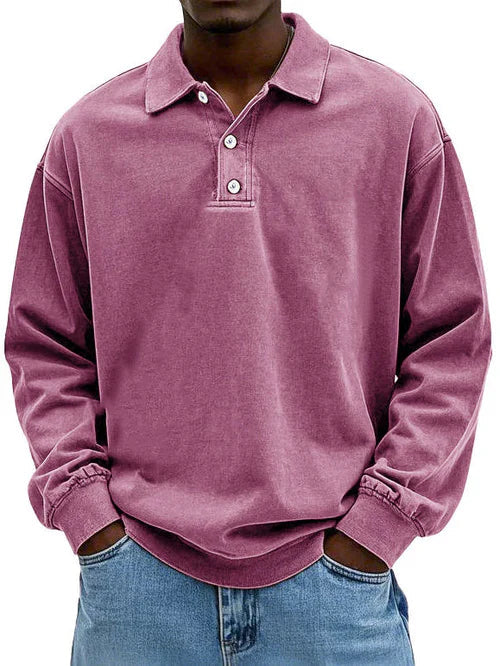 William | Men’s Vintage Style Long Sleeve Polo Shirt 4