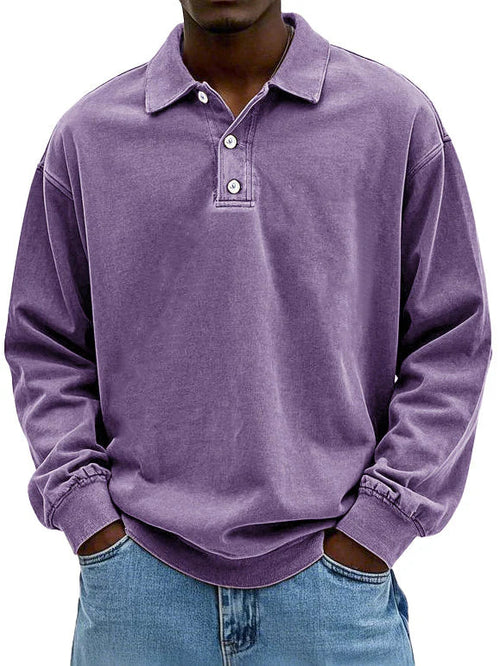 William | Men’s Vintage Style Long Sleeve Polo Shirt 5