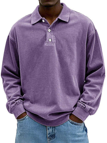 William | Men’s Vintage Style Long Sleeve Polo Shirt 5