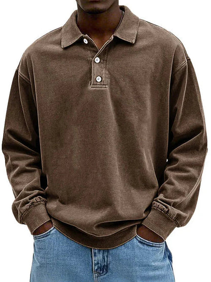 William | Men’s Vintage Style Long Sleeve Polo Shirt 6