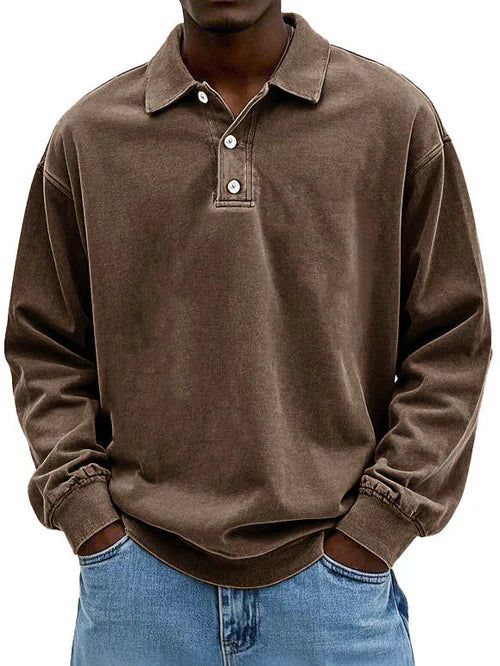 William | Men’s Vintage Style Long Sleeve Polo Shirt 6