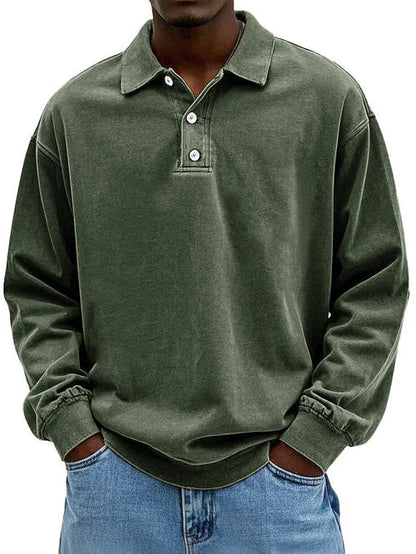 William | Men’s Vintage Style Long Sleeve Polo Shirt 7