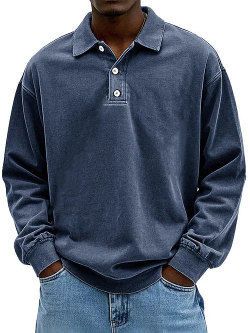 William | Men’s Vintage Style Long Sleeve Polo Shirt 8
